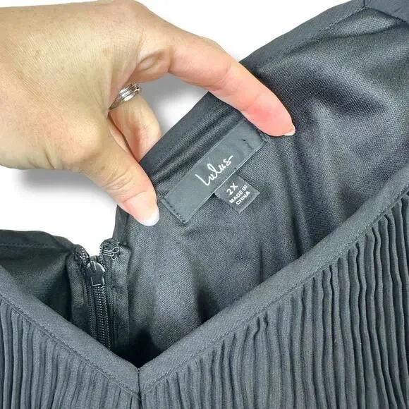 Lulus Elegant Nature Black Pleated Sheath Chiffon Sleeveless Tiered Maxi Dress - Picture 9 of 10